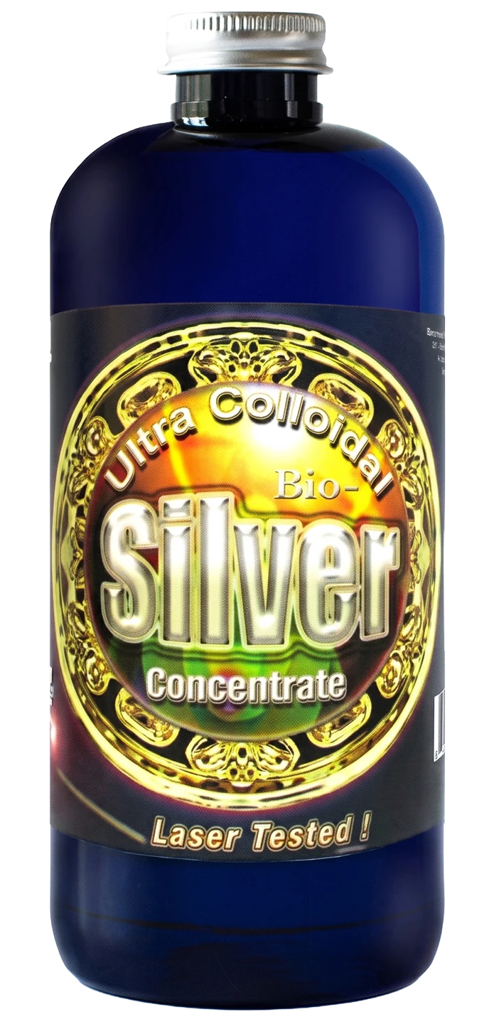 Bio-Silver colloidal silver in an amber glass bottle with a silver label